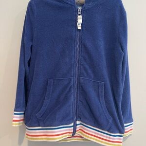 Mini Boden Navy Hoodie with Rainbow Accents